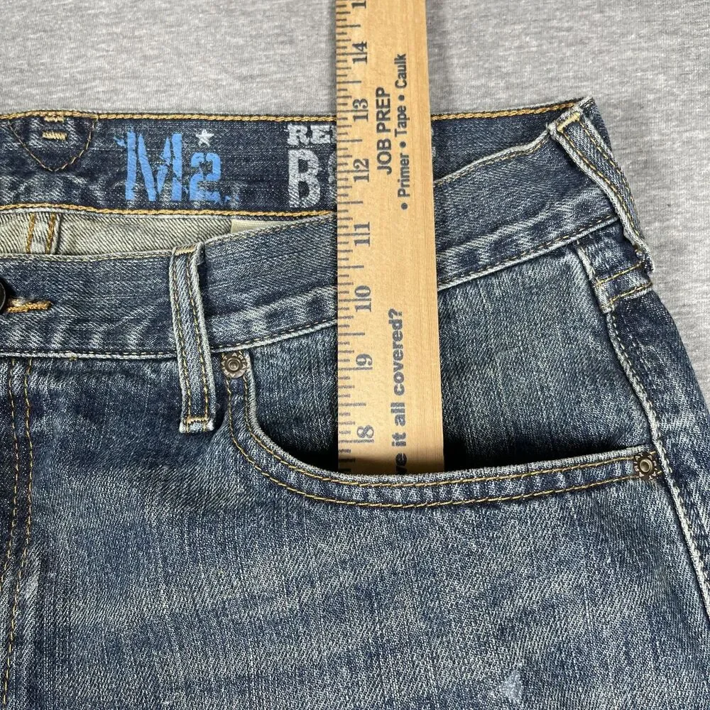 Ariat M2 Jeans Mens 35x29 Blue Medium Wash Relaxed Boot Bootcut Western Cowboy